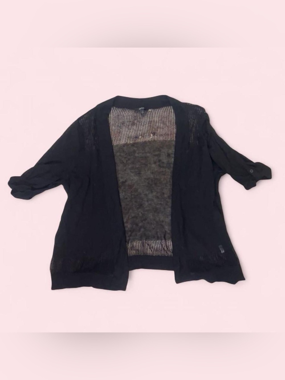 Apt. 9 Black Open-Front Lightweight Cardigan